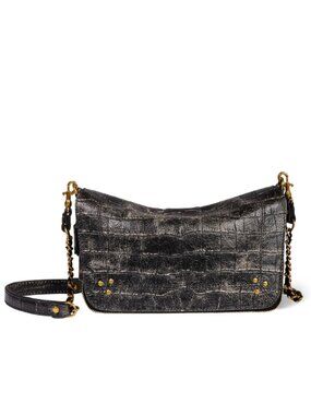 NWT JEROME DREYFUSS BOBI S MINI CHAIN SHOULDER BAG IN CROCO GRUNGE SHEEPSKIN